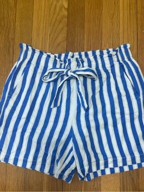 J. Crew Blue and White Vertical Stripe Drawstring Shorts